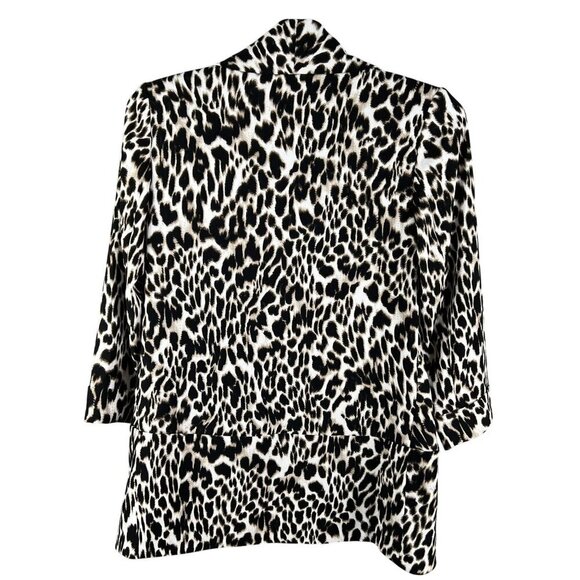 Calvin Klein Womens S Leopard Print Open Cardigan 3/4 Sleeves Oversized Blazer - Picture 8 of 16